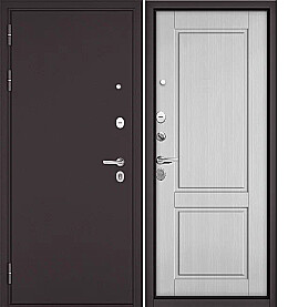 Дверь входная Trust Mass MP 9SD-1 Шоколад букле/Белый ларче, 1, 2 замка, с ночной задвижкой