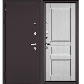 Дверь входная Траст Масс МП 9SD-2 Шоколад букле/Белый ларче, 2 замка, с ночной задвижкой