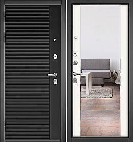 Дверь входная Trust Mass PP 160/164 Чёрный матовый 160/Белый софт 164, 2 замка, с ночной задвижкой