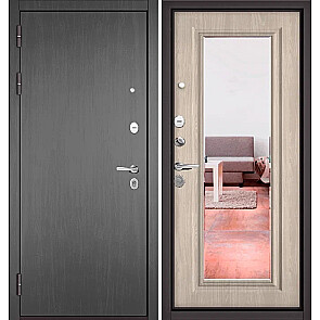 Дверь входная Траст Масс ПП 100/140 Дуб серый/Ясень ривьера айс, с зеркалом, 2 замка