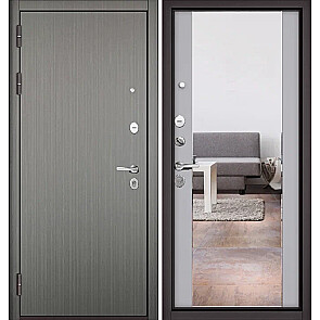 Дверь входная Траст Масс ПП 100/164 Орех Пепельный/Гриджио, с зеркалом, 2 замка