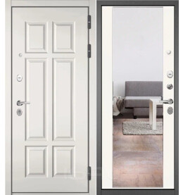 Дверь входная Траст Масс ПП 9S-109/9S-164 Белый софт/Белый софт, с зеркалом, 2 замка