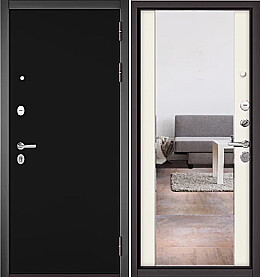 Дверь входная Trust Mass PP 100/164 Чёрный матовый/Эмаль молоко, 2 замка, с ночной задвижкой