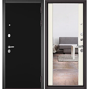 Дверь входная Траст Масс ПП 100/164 Чёрный матовый/Эмаль молоко, 2 замка