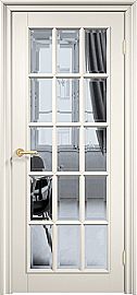 Дверь межкомнатная "Англия 15" Лайтбеж RAL 9010, стекло Сатинат белое