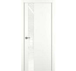 Дверь межкомнатная "А3 ALU" Белая стекло Лакобель белый