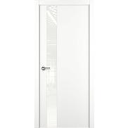 Дверь межкомнатная "А3 ALU" Белая стекло Лакобель белый