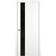 Дверь межкомнатная "А3 ALU" Белая стекло Лакобель черный