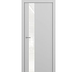 Дверь межкомнатная "А3 ALU" Светло-серая эмаль ( RAL 7047) стекло Лакобель белый