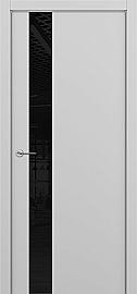 Дверь межкомнатная "А3 ALU" Светло-серая эмаль ( RAL 7047) стекло Лакобель черный