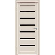 Дверь межкомнатная Concept-583 ПВХ, Магнолия, остекленная, лакобель чёрный, царговая