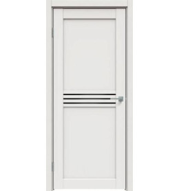 Дверь межкомнатная Concept-601 ПВХ, Белоснежно матовый, остекленная, лакобель чёрный, царговая