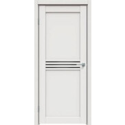 Дверь межкомнатная Concept-601 ПВХ, Белоснежно матовый, остекленная, лакобель чёрный, царговая