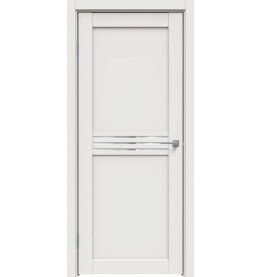 Дверь межкомнатная Concept-601 ПВХ, Белоснежно матовый, остекленная, зеркало, царговая