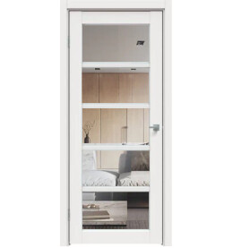 Дверь межкомнатная Concept-605 ПВХ, Белоснежно матовый, остекленная, прозрачное, царговая