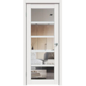 Дверь межкомнатная Concept-605 ПВХ Белоснежно матовый, остекленная, прозрачное, царговая