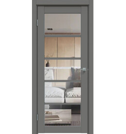 Дверь межкомнатная Concept-605 ПВХ, Медиум грей, остекленная, прозрачное, царговая