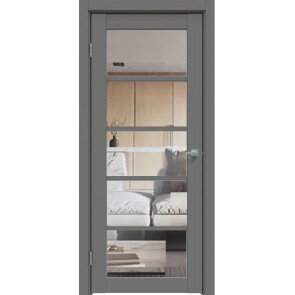 Дверь межкомнатная Concept-605 ПВХ Медиум грей, остекленная, прозрачное, царговая