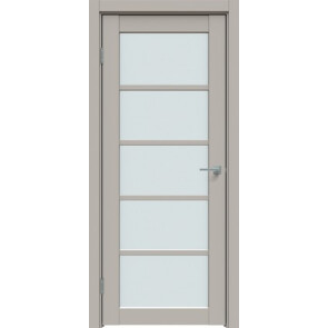Дверь межкомнатная Concept-605 ПВХ Шелл грей, остекленная, сатинат белый, царговая