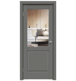 Дверь межкомнатная Concept-629 ПВХ, Медиум грей, остекленная, прозрачное, царговая