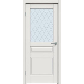 Дверь межкомнатная Concept-633 ПВХ Белоснежно матовый, ромб, остекленная, ромб, царговая