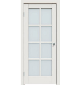 Дверь межкомнатная Concept-636 ПВХ, Белоснежно матовый, остекленная, сатинат белый, царговая