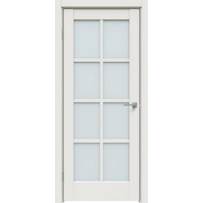Дверь межкомнатная Concept-636 ПВХ Белоснежно матовый, остекленная, сатинат белый, царговая