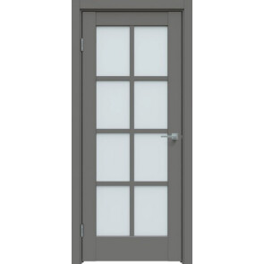 Дверь межкомнатная Concept-636 ПВХ Медиум грей, остекленная, сатинат белый, царговая