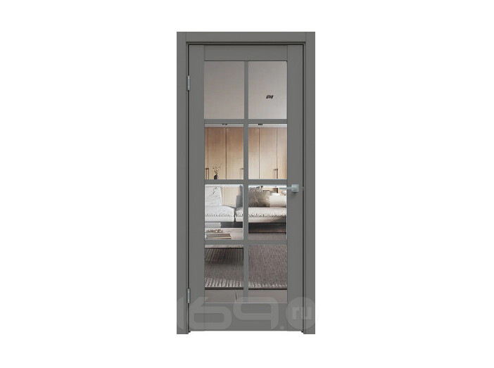 Дверь межкомнатная Concept-636 ПВХ, Медиум грей, остекленная, прозрачное, царговая