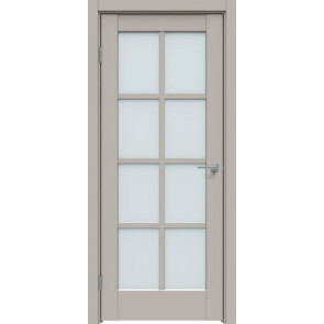 Дверь межкомнатная Concept-636 ПВХ Шелл грей, остекленная, сатинат белый, царговая