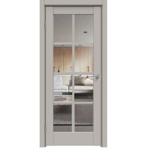 Дверь межкомнатная Concept-636 ПВХ Шелл грей, остекленная, прозрачное, царговая