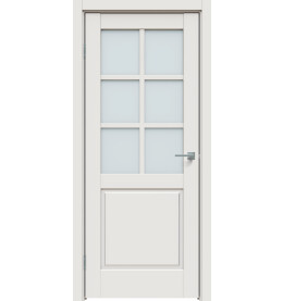 Дверь межкомнатная Concept-638 ПВХ, Белоснежно матовый, остекленная, сатинат белый, царговая