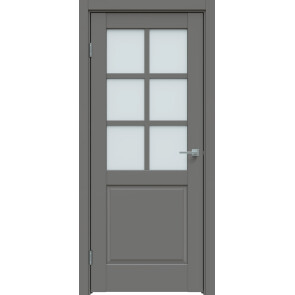 Дверь межкомнатная Concept-638 ПВХ Медиум грей, остекленная, сатинат белый, царговая