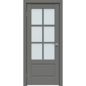 Дверь межкомнатная Concept-640 ПВХ Медиум грей, остекленная, сатинат белый, царговая