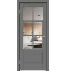 Дверь межкомнатная Concept-640 ПВХ, Медиум грей, остекленная, прозрачное, царговая