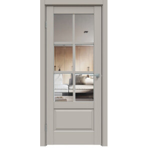Дверь межкомнатная Concept-640 ПВХ Шелл грей, остекленная, прозрачное, царговая