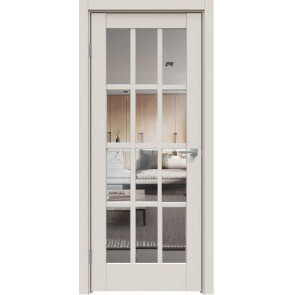 Дверь межкомнатная Concept-642 ПВХ Лайт грей, остекленная, прозрачное, царговая