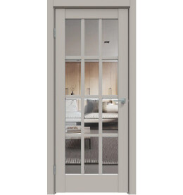 Дверь межкомнатная Concept-642 ПВХ, Шелл грей, остекленная, прозрачное, царговая