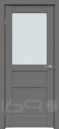 Дверь межкомнатная Concept-644 ПВХ, Медиум грей, остекленная, сатинат белый, царговая