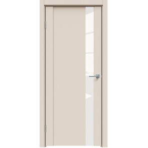 Дверь межкомнатная Concept-655 ПВХ Магнолия, остекленная, лакобель белый, царговая