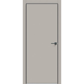 Дверь межкомнатная Concept-701 ПВХ Шелл грей, глухая, кромка алюминиевая черная матовая, каркасно-щитовая