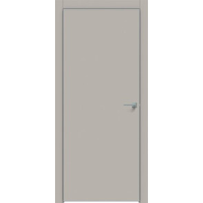 Дверь межкомнатная Concept-701 ПВХ Шелл грей, глухая, кромка алюминиевая матовый хром, каркасно-щитовая