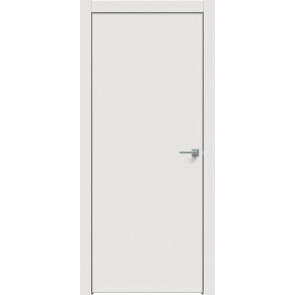 Дверь межкомнатная Concept-701 ПВХ Белоснежно матовый, зеркало, глухая, кромка алюминиевая матовый хром, каркасно-щитовая