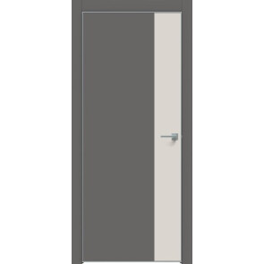 Дверь межкомнатная Concept-708 ПВХ Медиум грей, лайт грей, глухая, кромка алюминиевая матовый хром, каркасно-щитовая