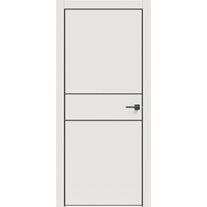 Дверь межкомнатная Concept-710 ПВХ Белоснежно матовый, глухая, кромка алюминиевая черная матовая, каркасно-щитовая