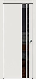 Дверь межкомнатная "Concept-712" Белоснежно матовый, вставка Лакобель чёрная, кромка-матовый хром