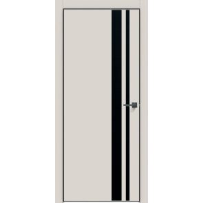 Дверь межкомнатная Concept-712 ПВХ Лайт грей, лакобель чёрный, глухая, кромка алюминиевая черная матовая, каркасно-щитовая