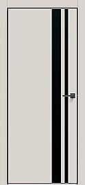 Дверь межкомнатная "Concept-712" Лайт грей, вставка Лакобель чёрная, кромка-чёрная матовая
