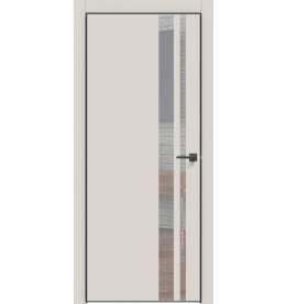 Дверь межкомнатная Concept-712 ПВХ, Лайт грей, глухая, кромка алюминиевая черная матовая, каркасно-щитовая