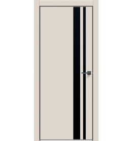 Дверь межкомнатная Concept-712 ПВХ, Магнолия, глухая, кромка алюминиевая черная матовая, каркасно-щитовая